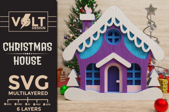 Download Cute Christmas House Multilayered SVG - Multilayered svg Collection