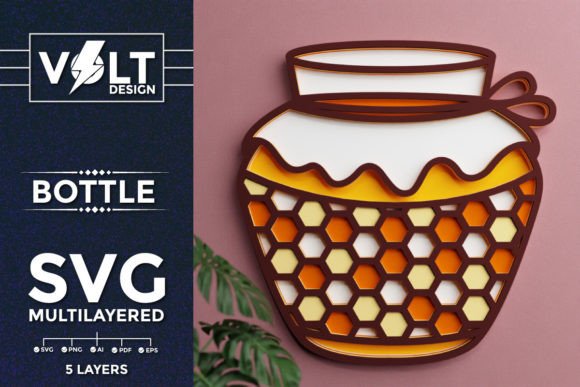 Download Honey Bottle Hexagon Multilayered SVG - Premium Resources