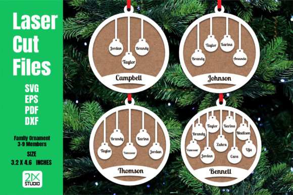 Download Christmas Ornaments Family Laser Files - Premium Resources