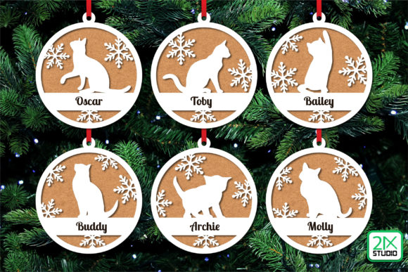 Download Cat Christmas Ornament Laser Cut Files - Premium Resources